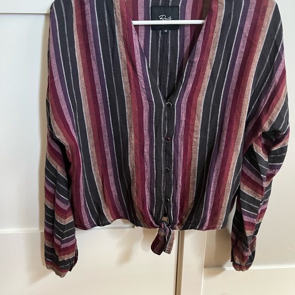 Rails Sloan Boho Long Sleeve Tie Front Top In Brava Stripe - Picture 4 of 4